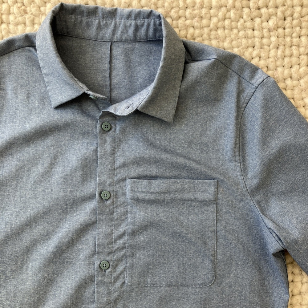 LULULEMON Commission Stretch Blue Long Sleeve Button Up Shirt Sz M - Picture 7 of 13
